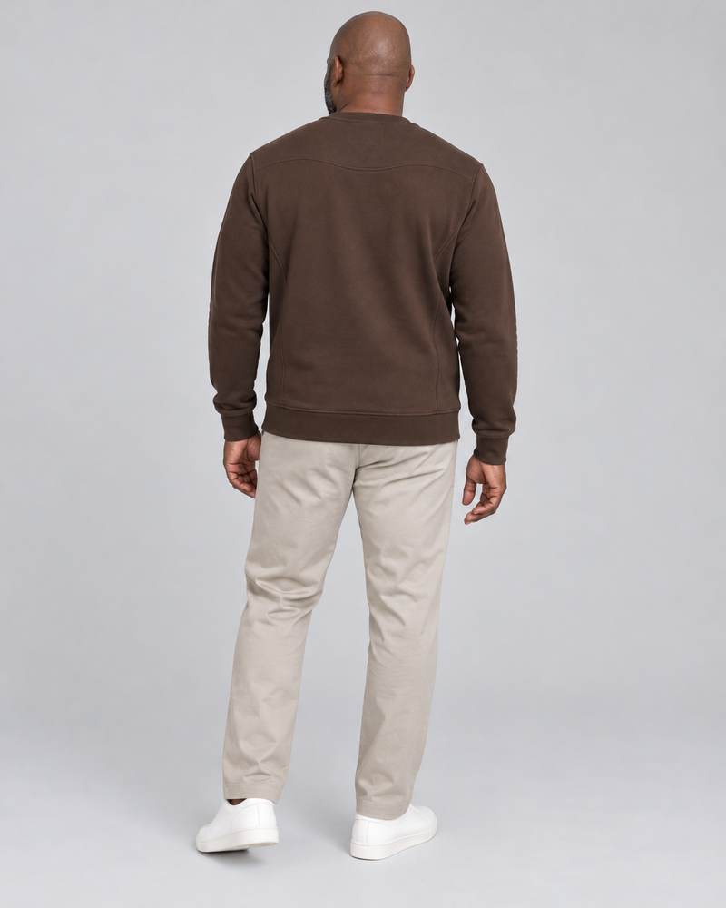 Gold Edition Men's Crest Panelled Crewneck — Espresso, Back view