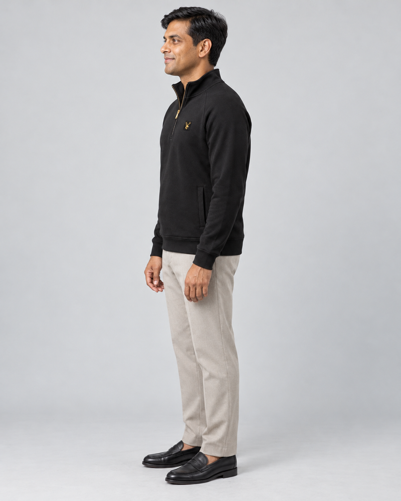 Gold Edition Men's Nocturne Raglan Half-Zip — Black, Side view