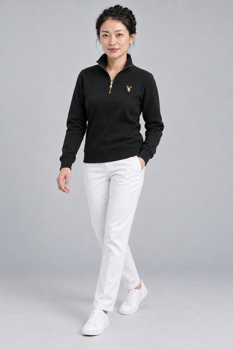 Gold Edition Women's Sovereign Quarter-Zip — Black, Three-quarter view