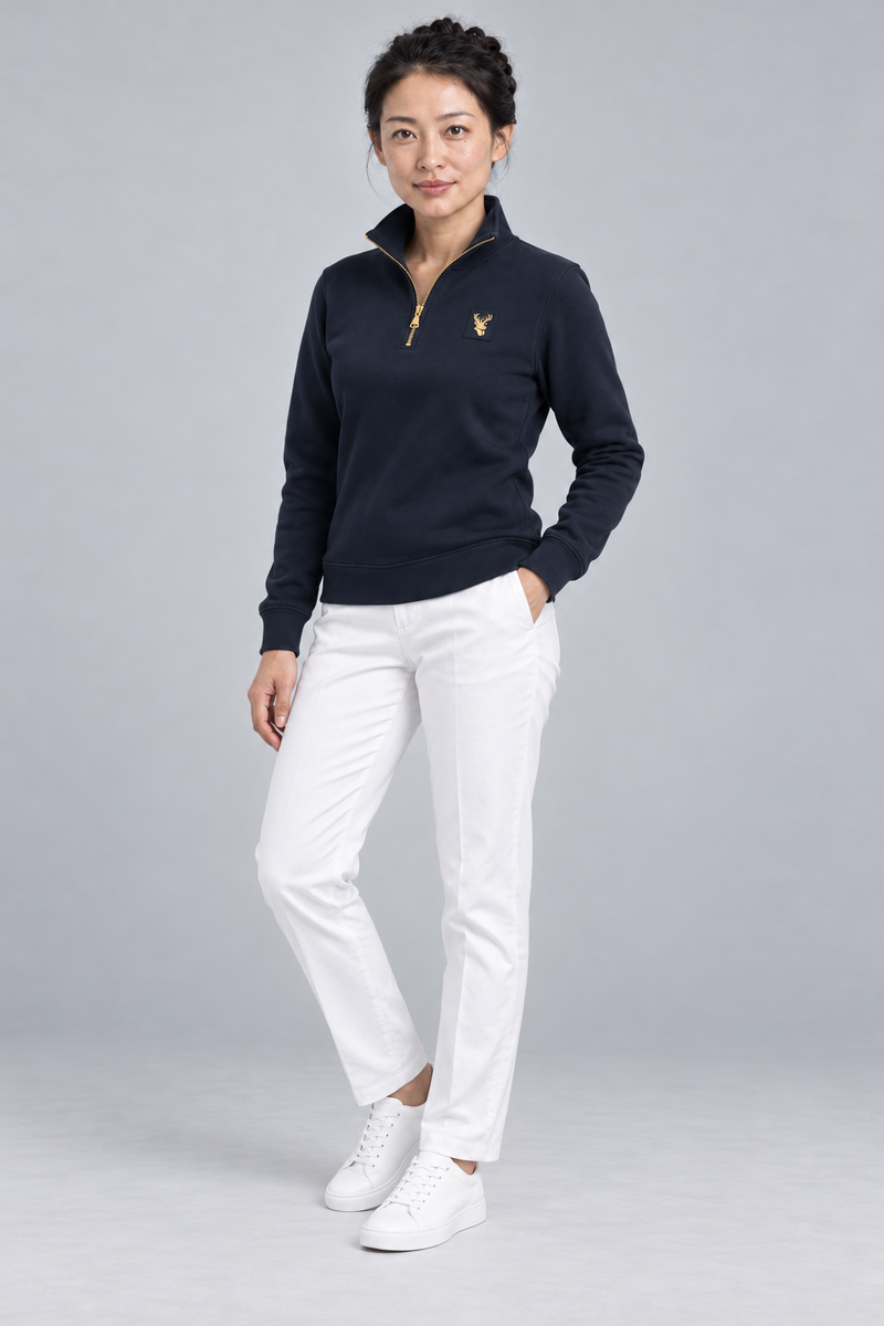 Gold Edition Women's Sovereign Quarter-Zip — Midnight Navy, Three-quarter view