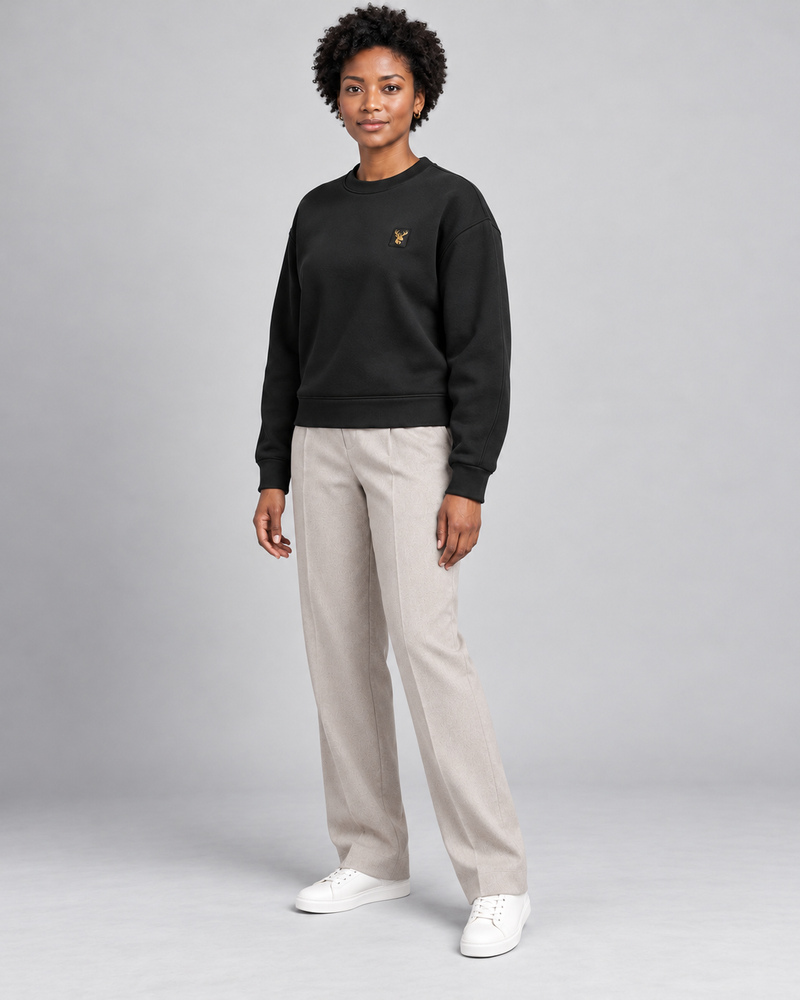 Gold Edition Women's Muse Architectural Crewneck — Black, Three-quarter view