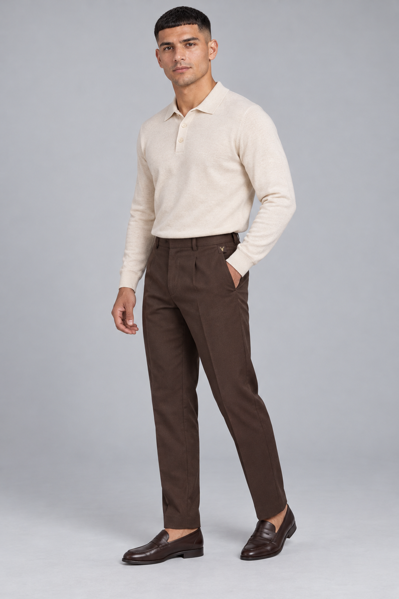 STILL Men's Line One Pleated Trouser — Espresso, View 3