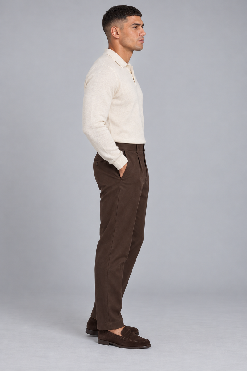 STILL Men's Line One Pleated Trouser — Espresso, View 4