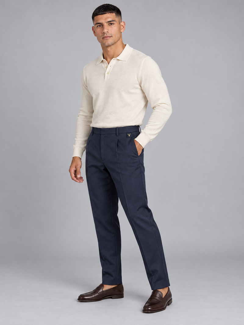 STILL Men's Line One Pleated Trouser — Ink Navy, View 3