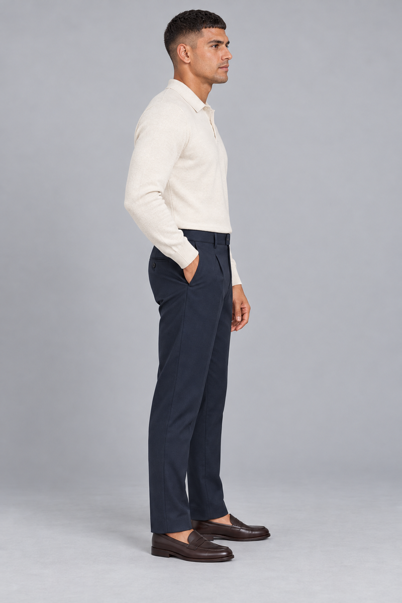 STILL Men's Line One Pleated Trouser — Ink Navy, View 4