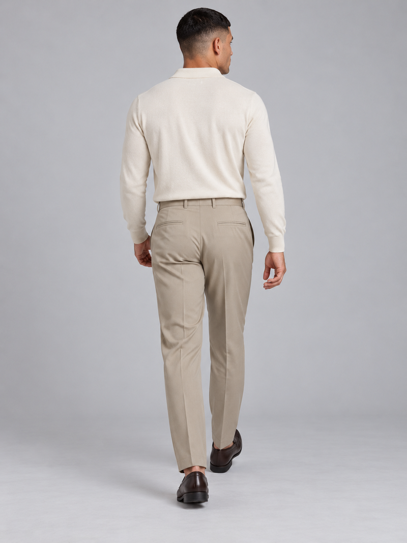 STILL Men's Line One Pleated Trouser — Stone, View 2