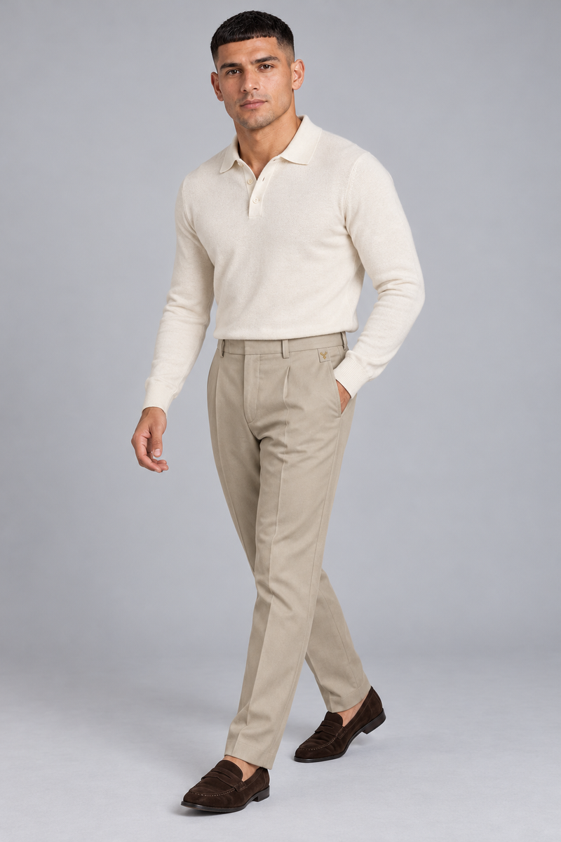 STILL Men's Line One Pleated Trouser — Stone, View 3