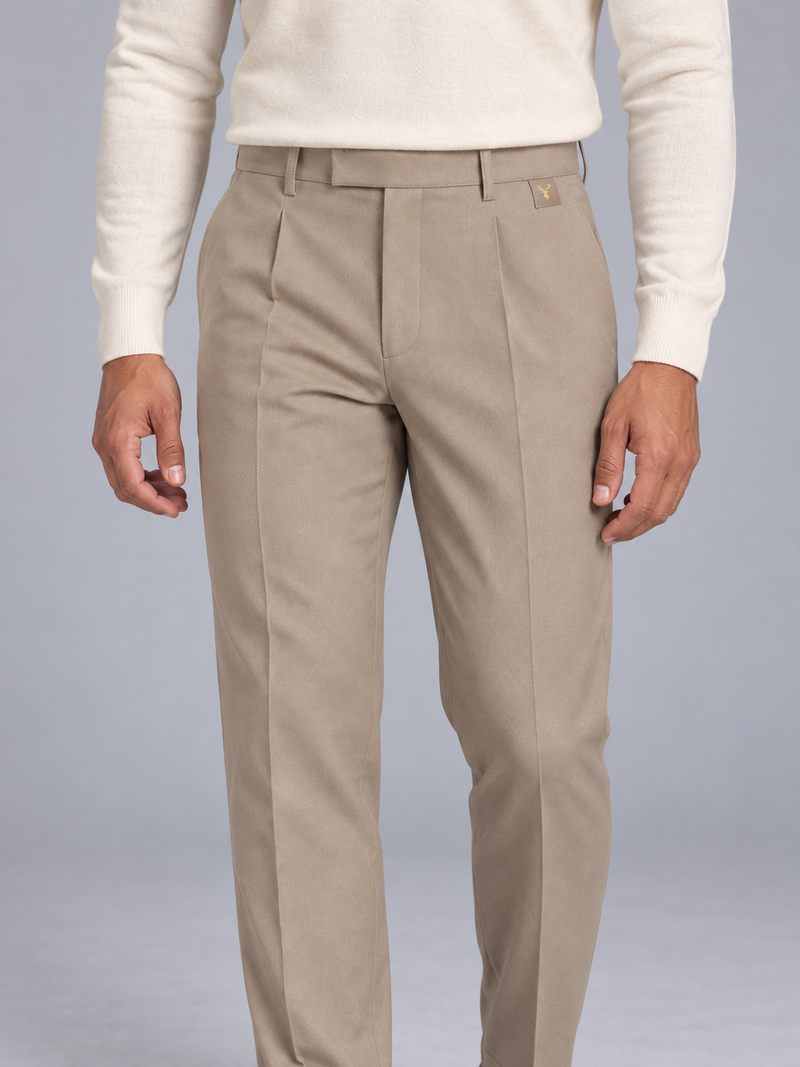 STILL Men's Line One Pleated Trouser — Stone, View 5
