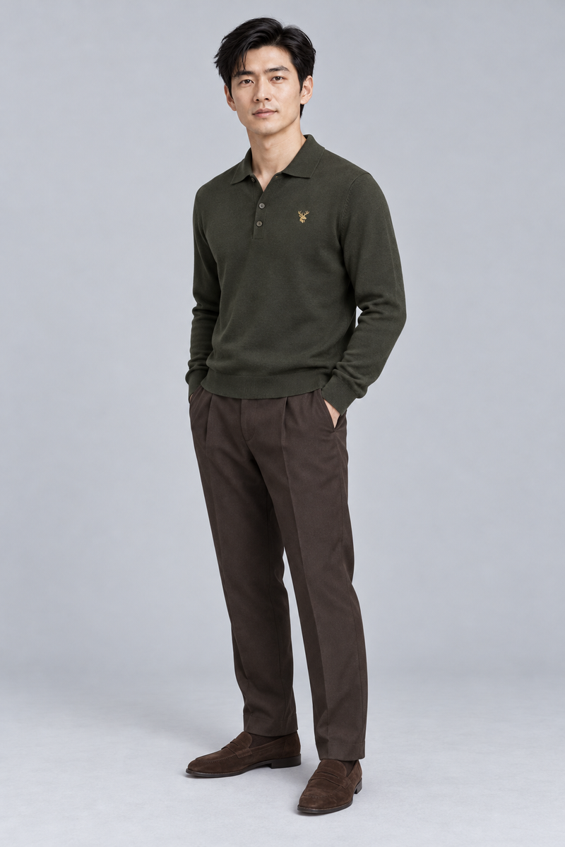 STILL Men's Soft Structure Knit Polo — Dark Olive, View 3