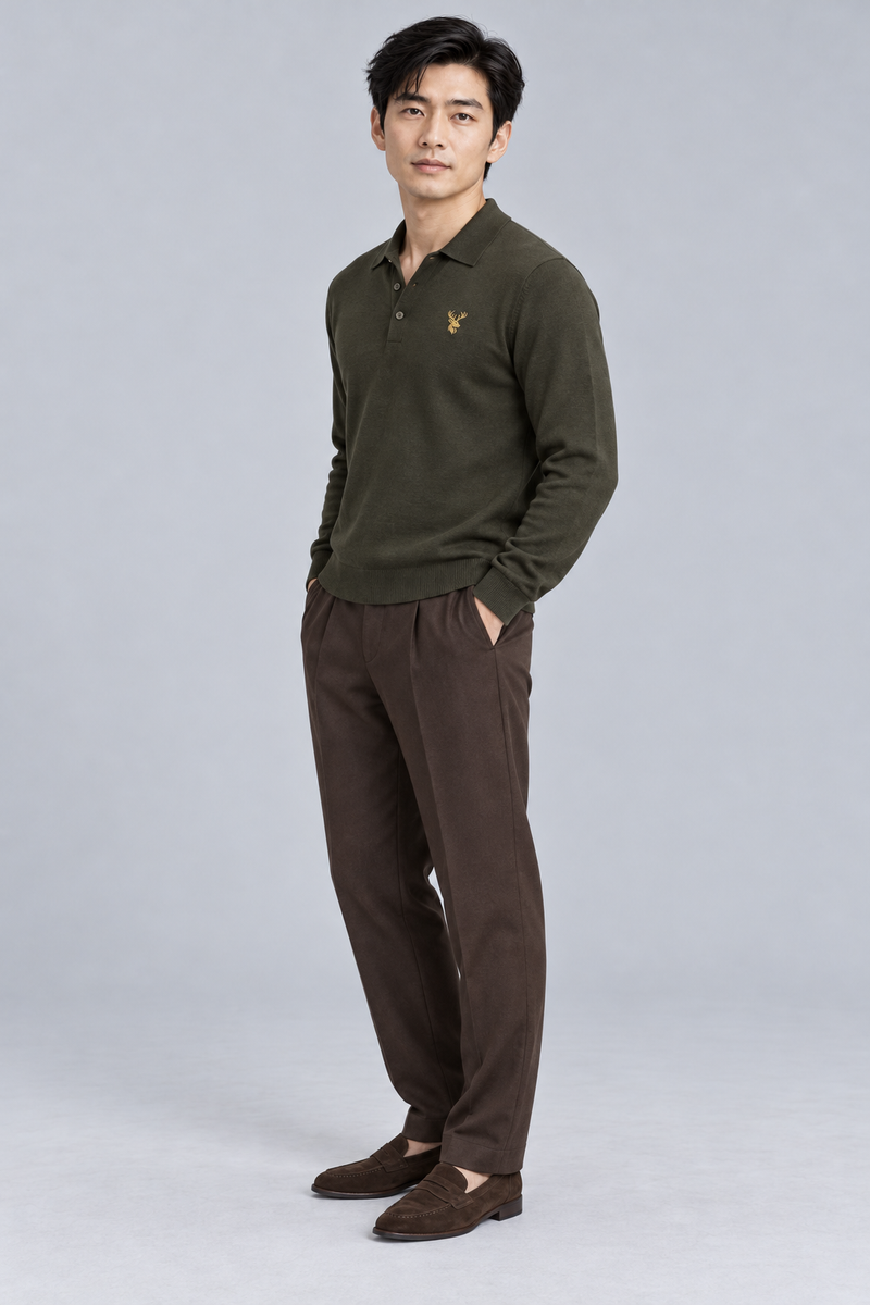 STILL Men's Soft Structure Knit Polo — Dark Olive, View 4