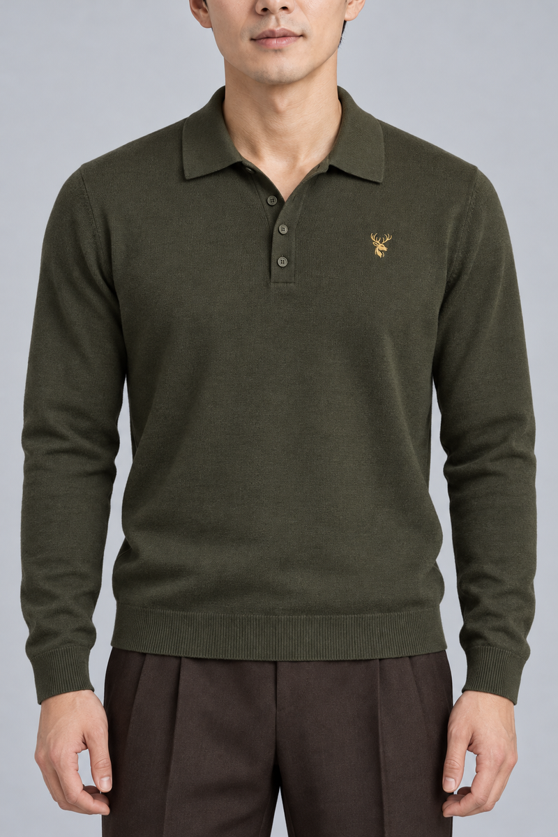 STILL Men's Soft Structure Knit Polo — Dark Olive, View 5