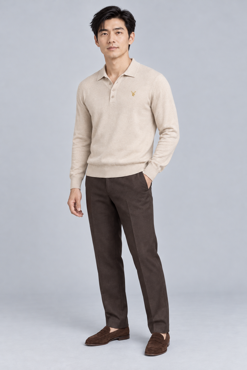 STILL Men's Soft Structure Knit Polo — Oat, View 3