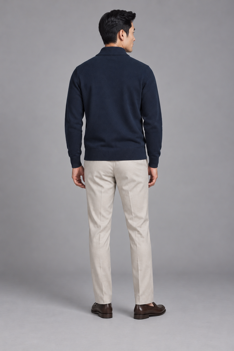STILL Men's Evening Shawl Cardigan — Ink Navy, View 2