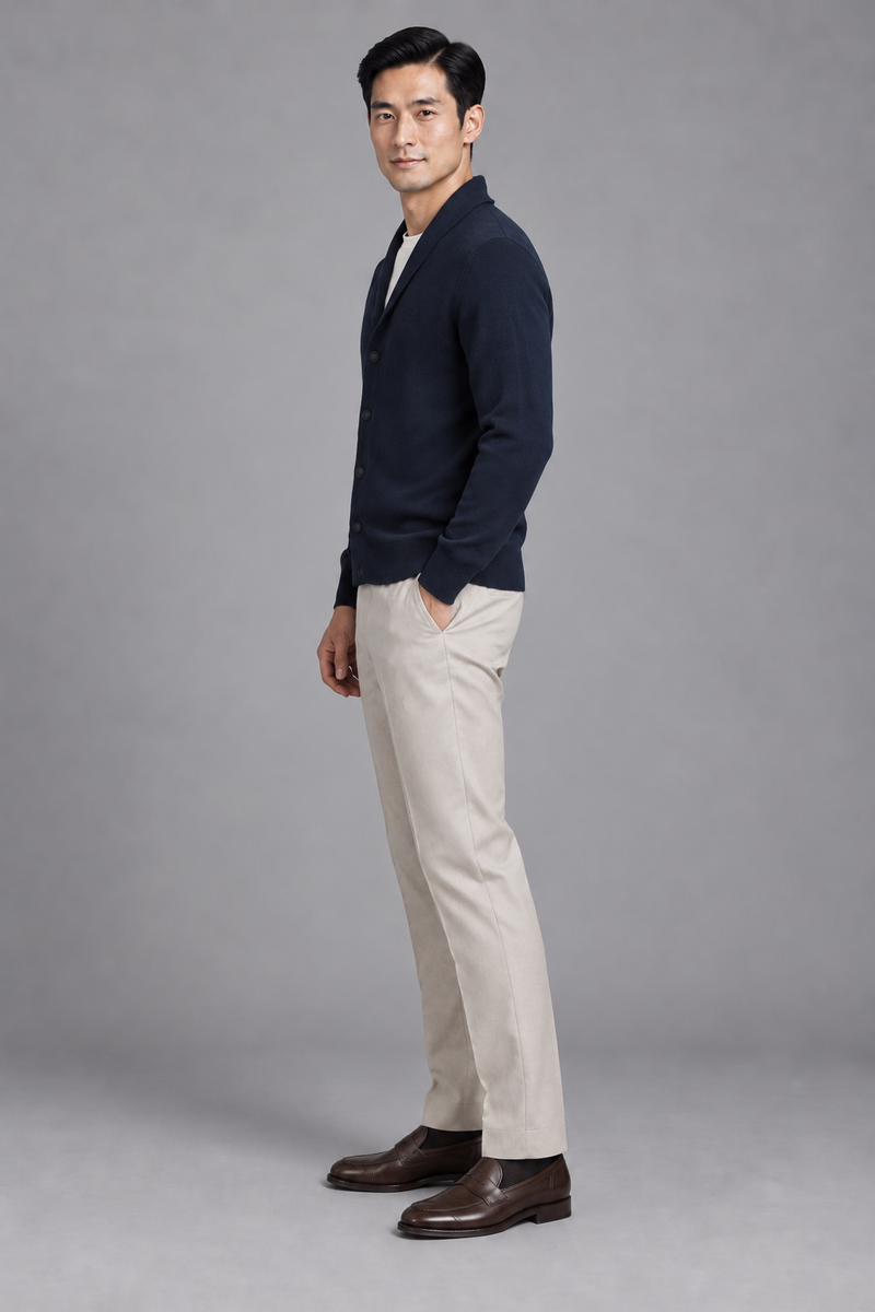 STILL Men's Evening Shawl Cardigan — Ink Navy, View 4