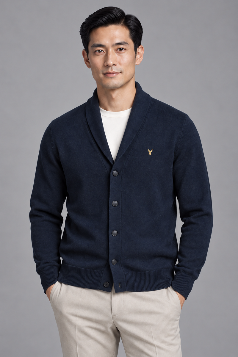 STILL Men's Evening Shawl Cardigan — Ink Navy, View 5