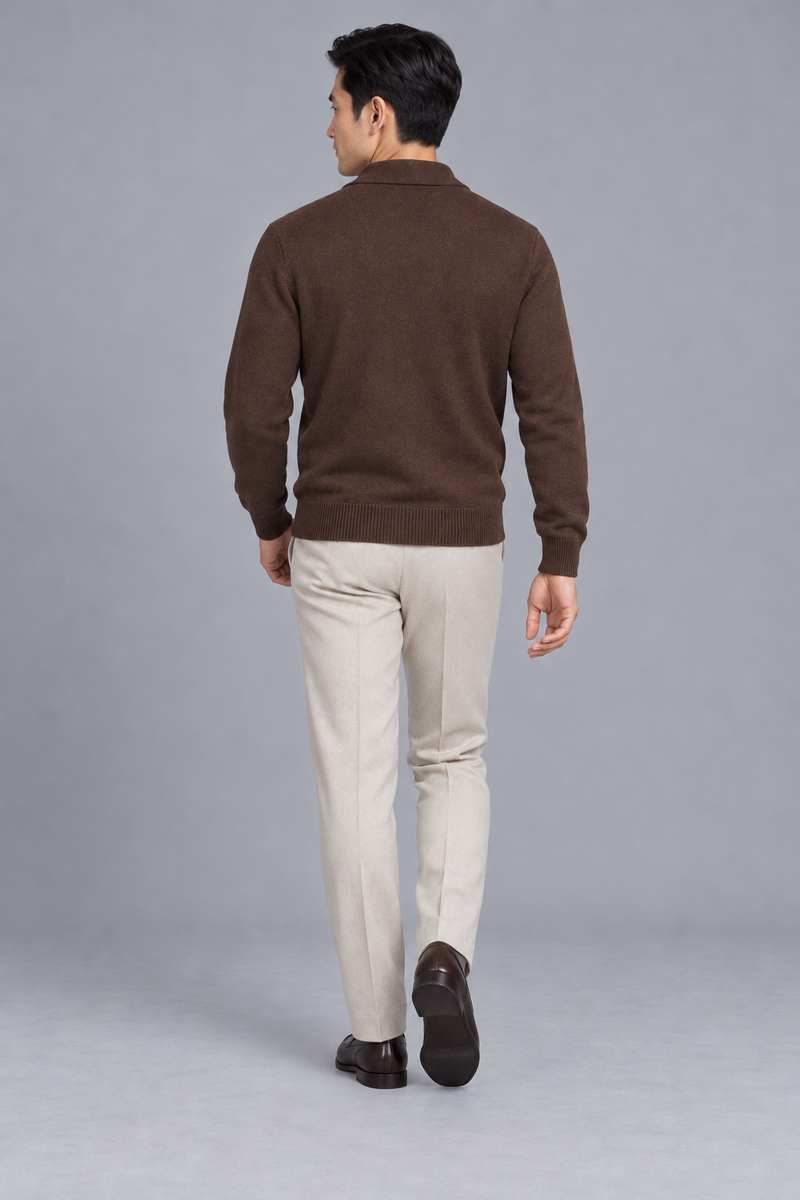 STILL Men's Evening Shawl Cardigan — Walnut, View 2