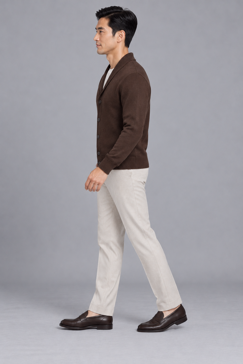 STILL Men's Evening Shawl Cardigan — Walnut, View 4