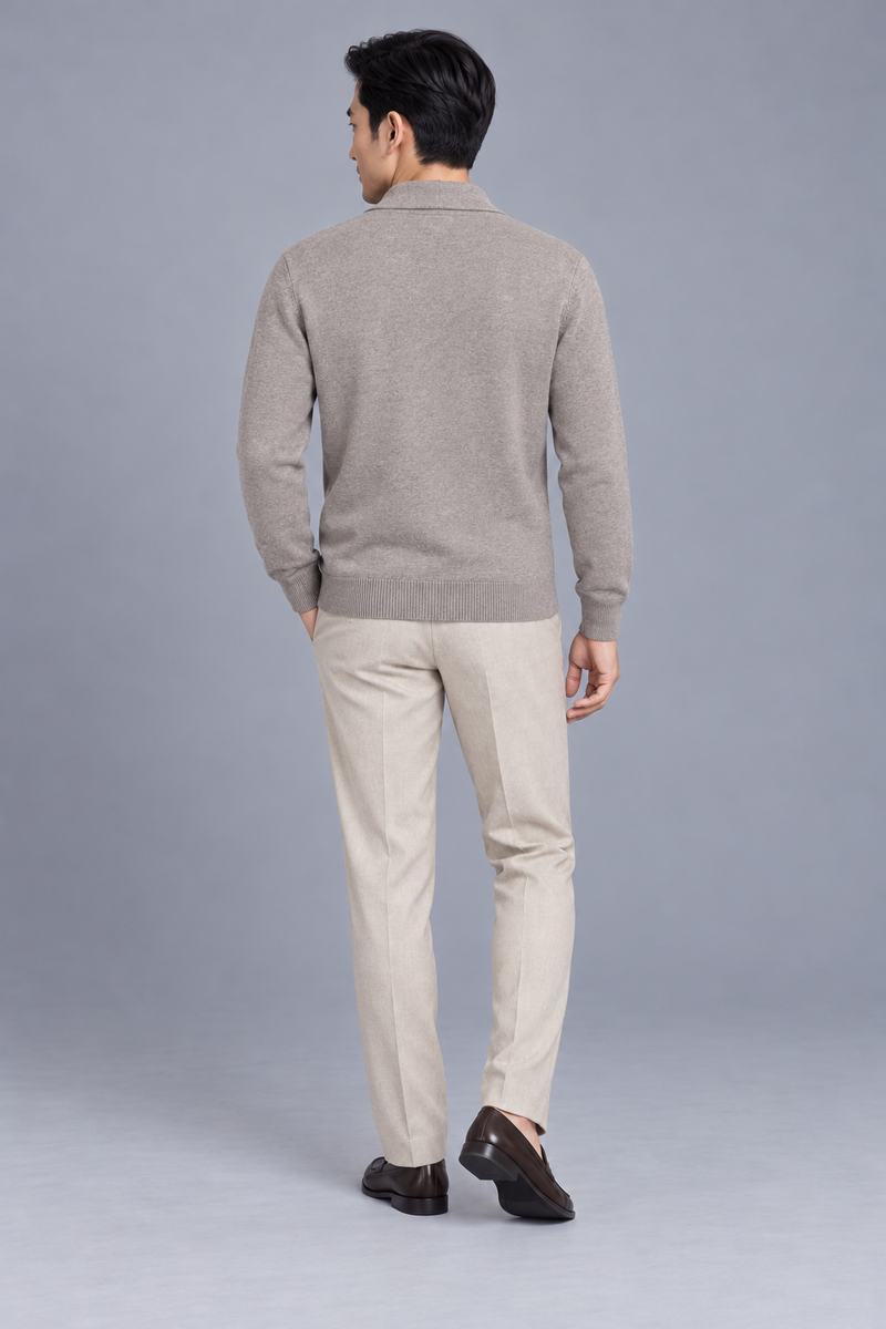 STILL Men's Evening Shawl Cardigan — Warm Grey, View 2
