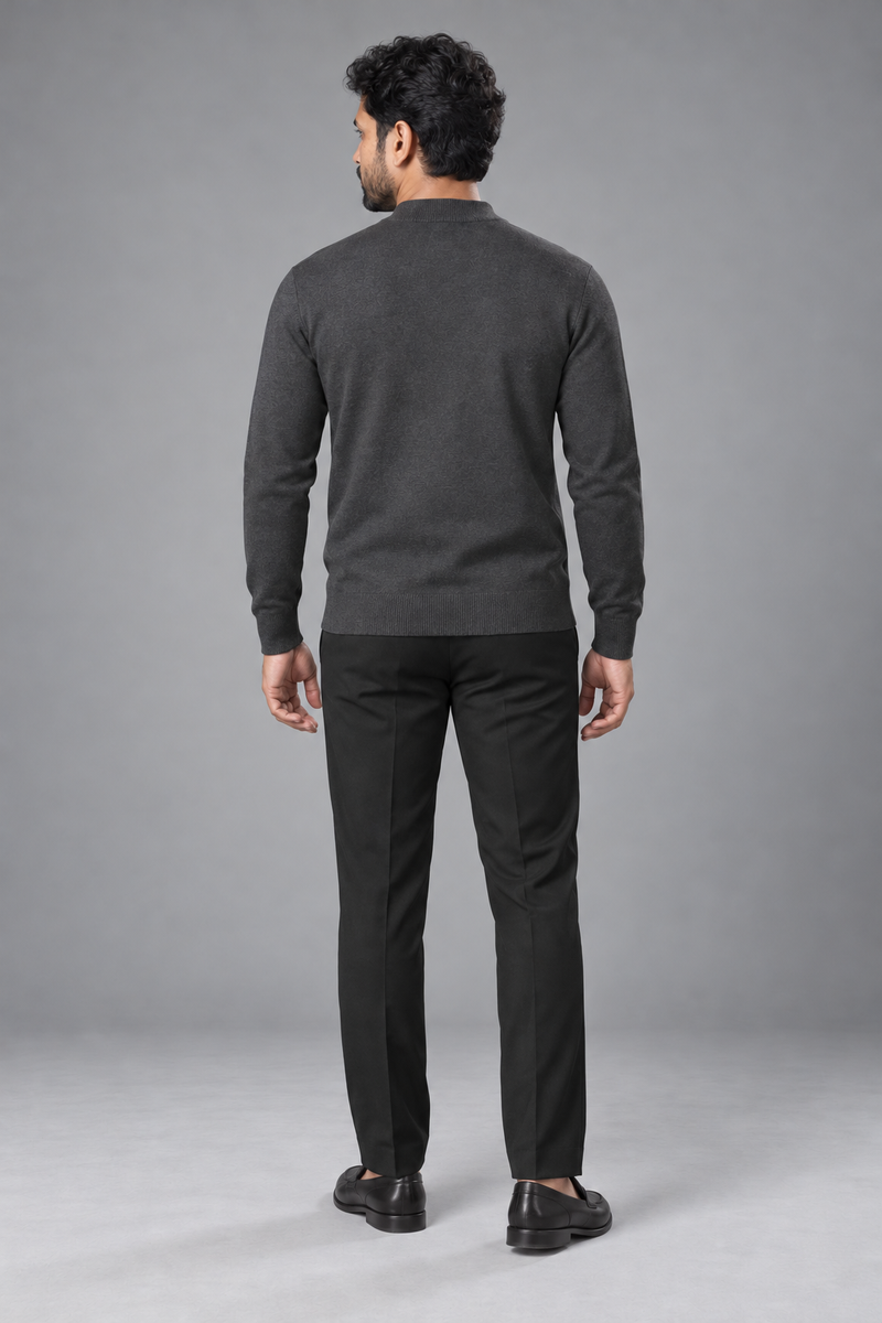 STILL Men's Contour Mock-Neck Knit — Charcoal, View 2