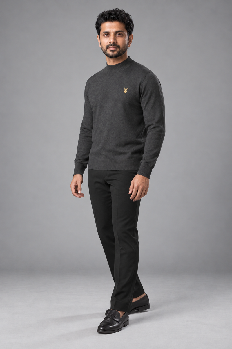STILL Men's Contour Mock-Neck Knit — Charcoal, View 3