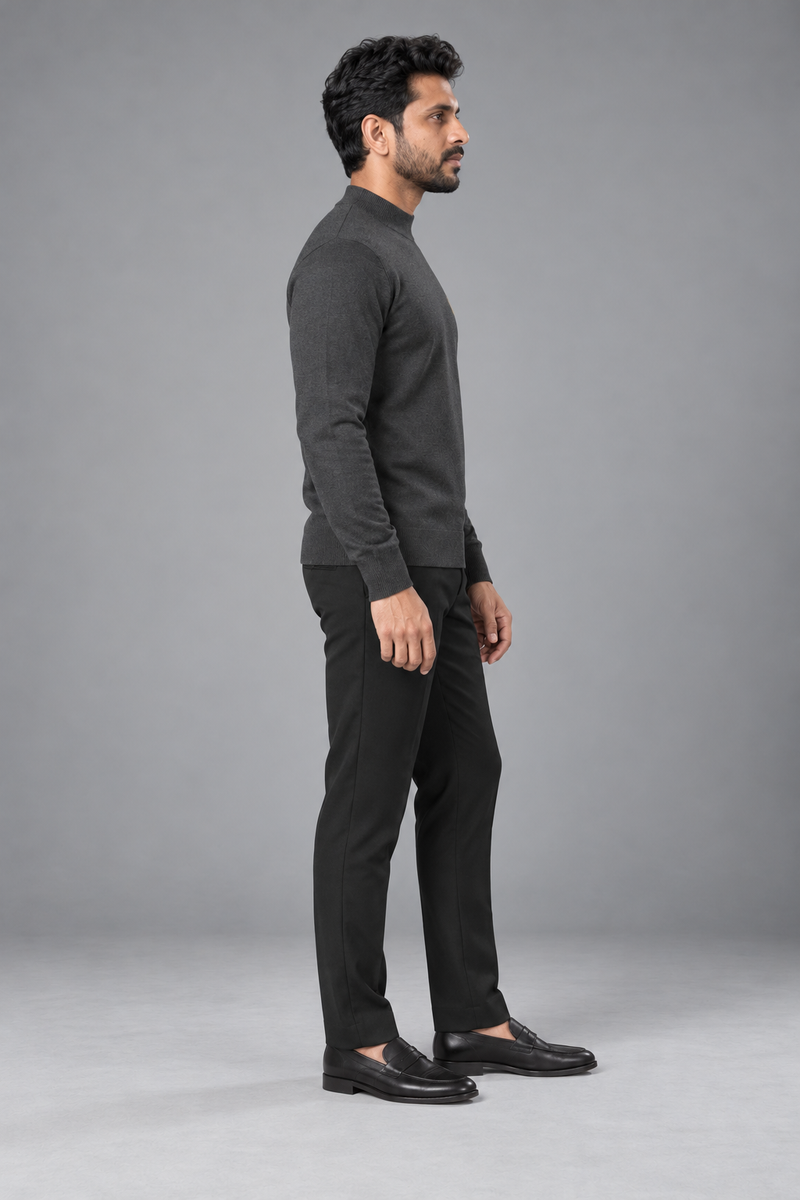 STILL Men's Contour Mock-Neck Knit — Charcoal, View 4