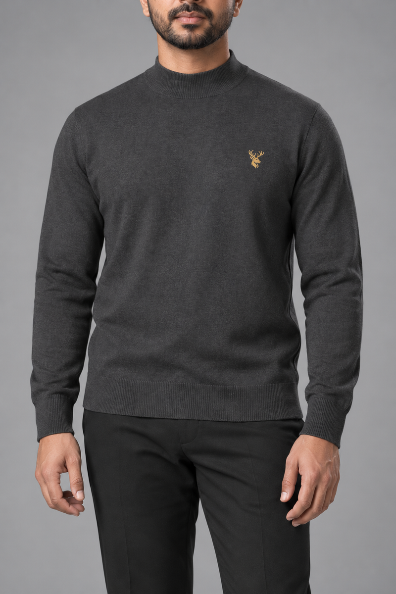 STILL Men's Contour Mock-Neck Knit — Charcoal, View 5