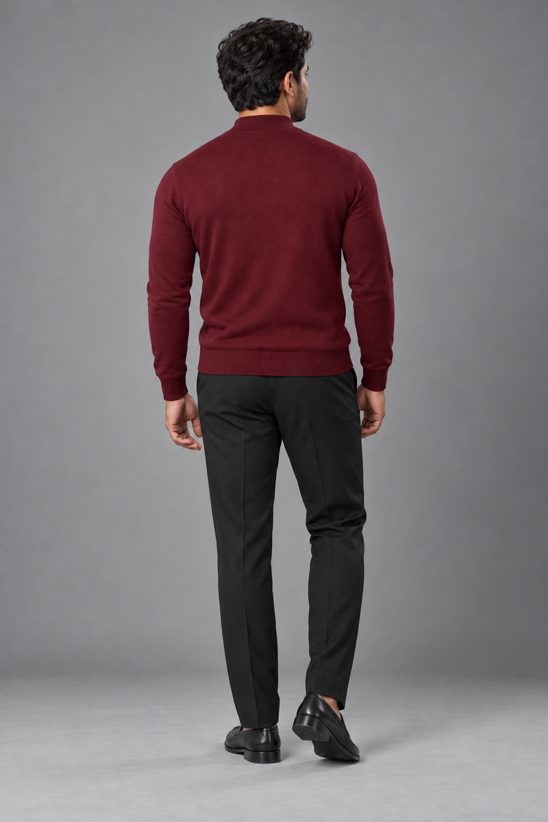 STILL Men's Contour Mock-Neck Knit — Deep Burgundy, View 2