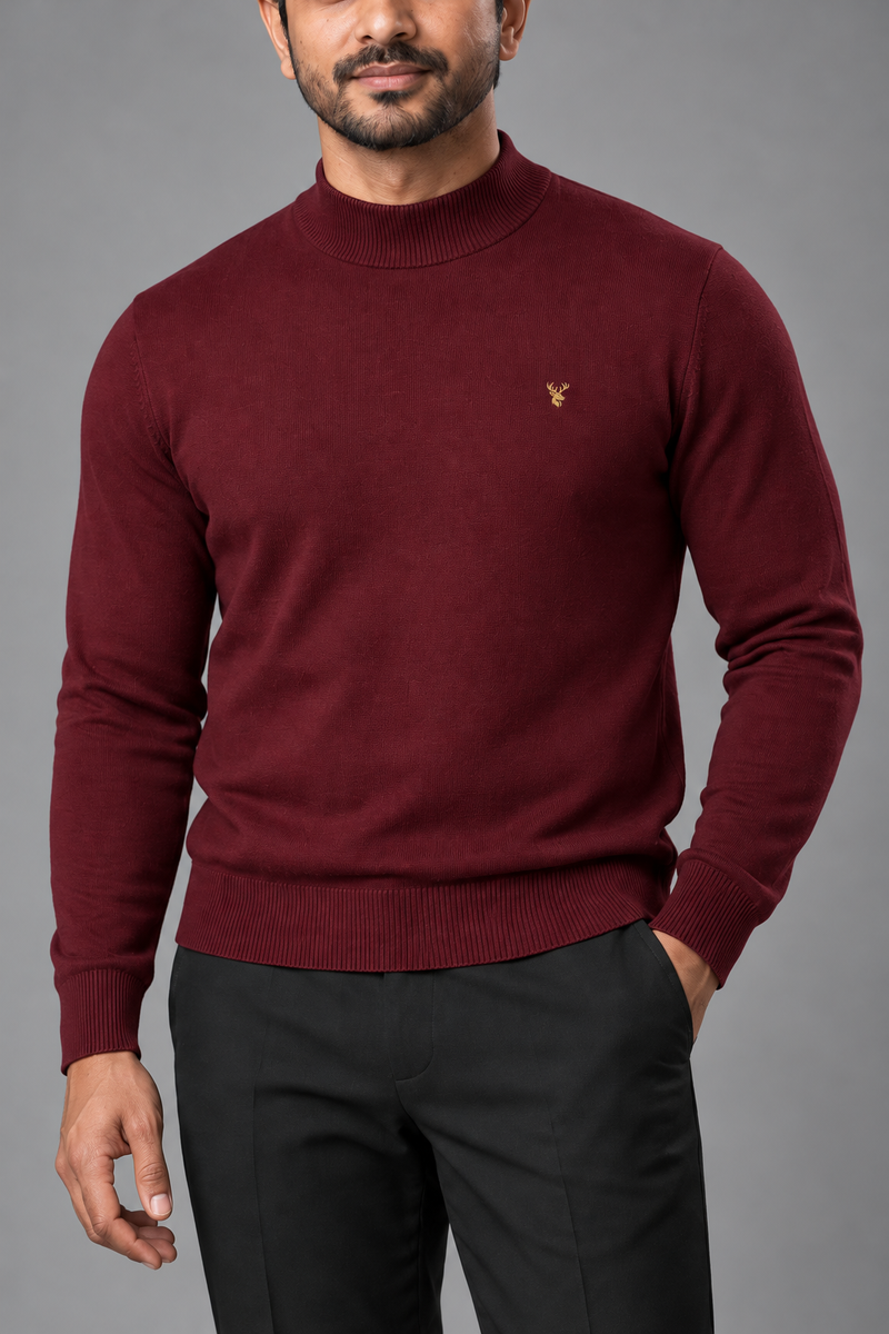 STILL Men's Contour Mock-Neck Knit — Deep Burgundy, View 5