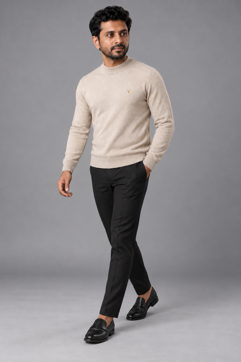 STILL Men's Contour Mock-Neck Knit — Oat, View 3