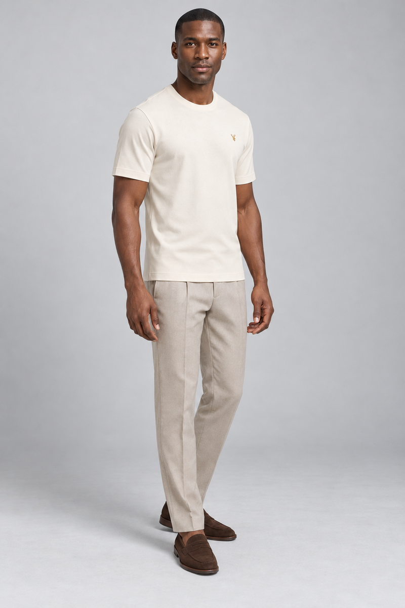 STILL Men's Quiet Line Interlock Tee — Cream, View 3