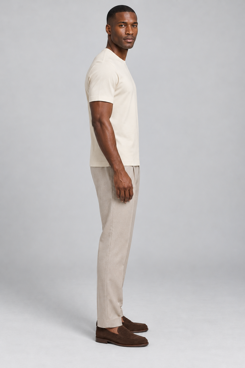 STILL Men's Quiet Line Interlock Tee — Cream, View 4