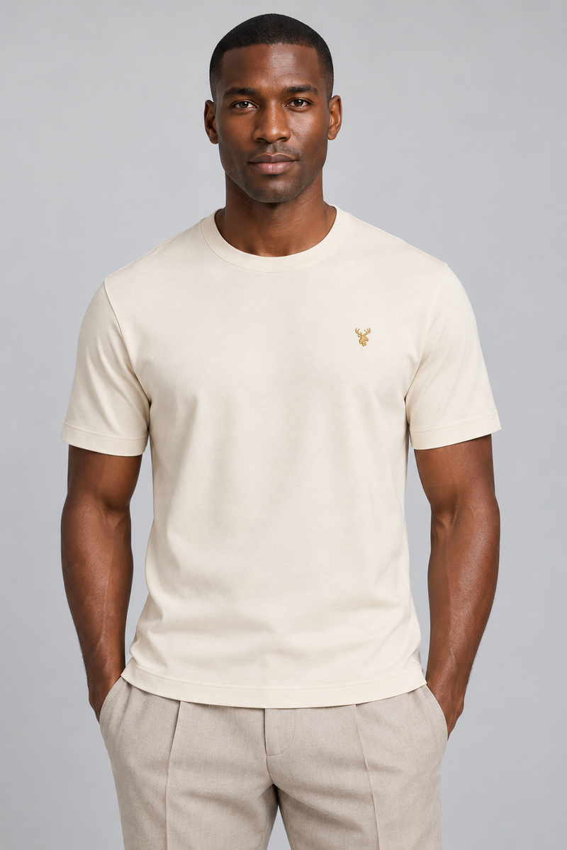 STILL Men's Quiet Line Interlock Tee — Cream, View 5