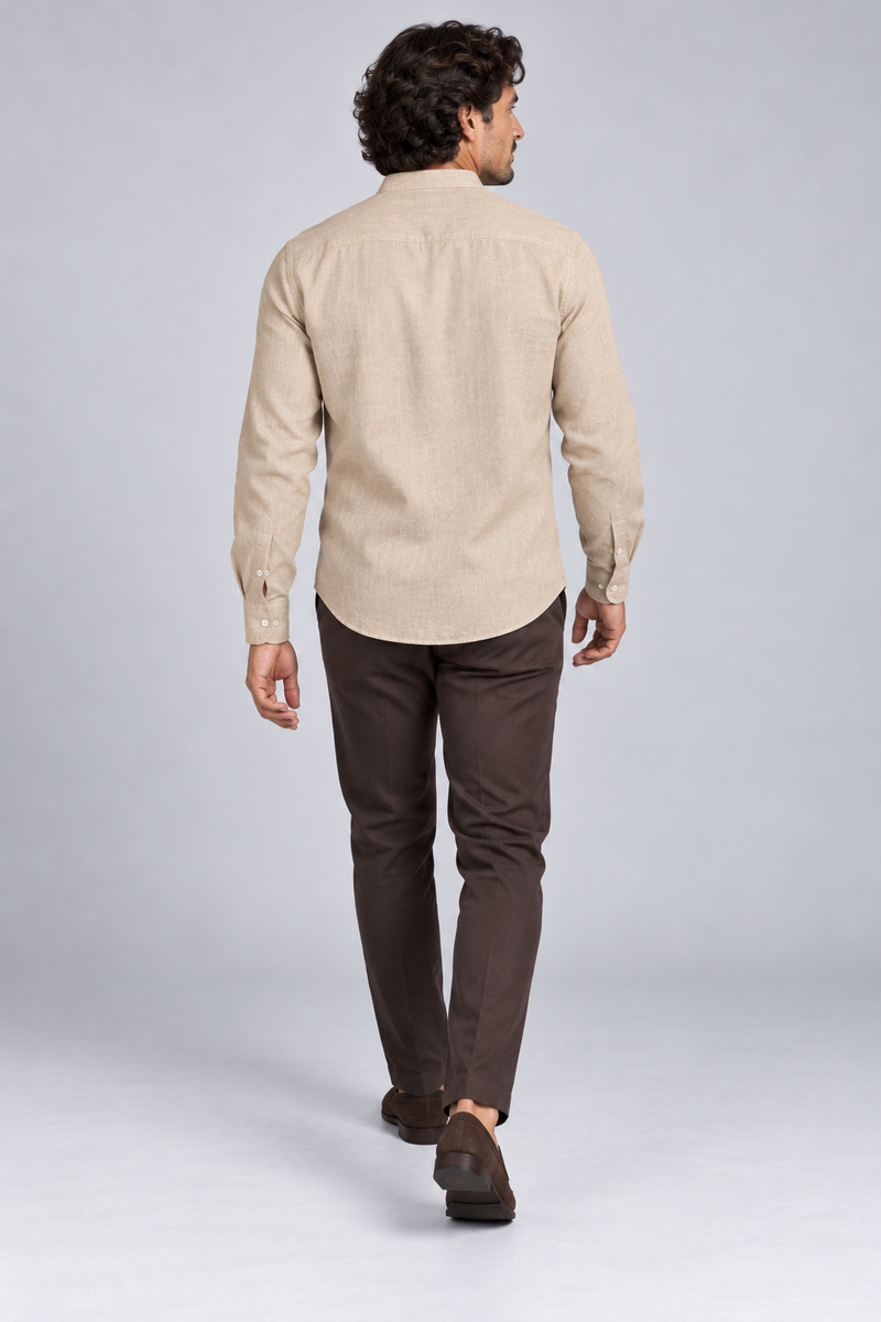 STILL Men's Line Popover Shirt — Flax, View 2