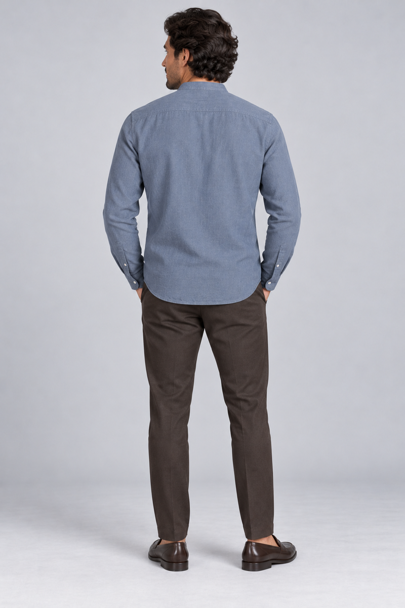 STILL Men's Line Popover Shirt — Slate Blue, View 2