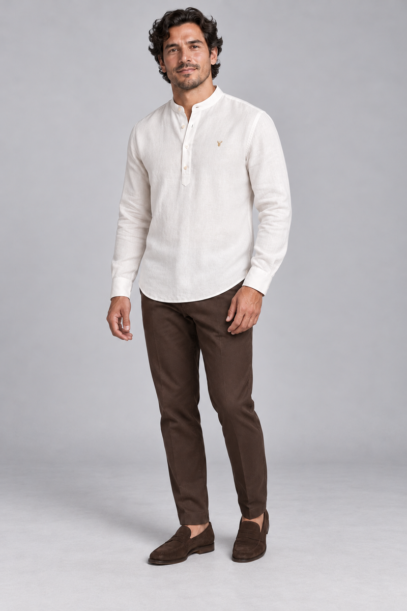 STILL Men's Line Popover Shirt — Soft White, View 3