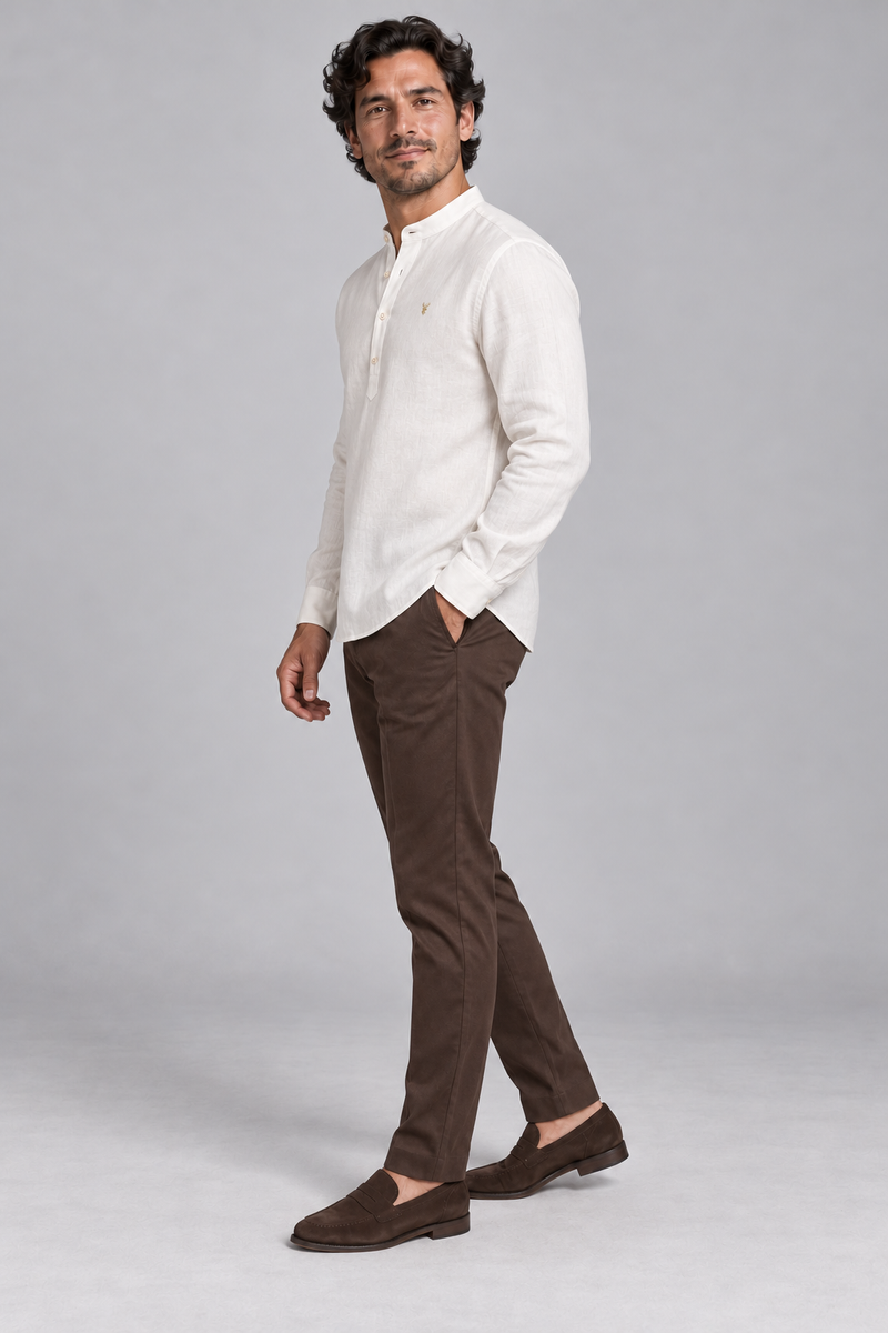 STILL Men's Line Popover Shirt — Soft White, View 4