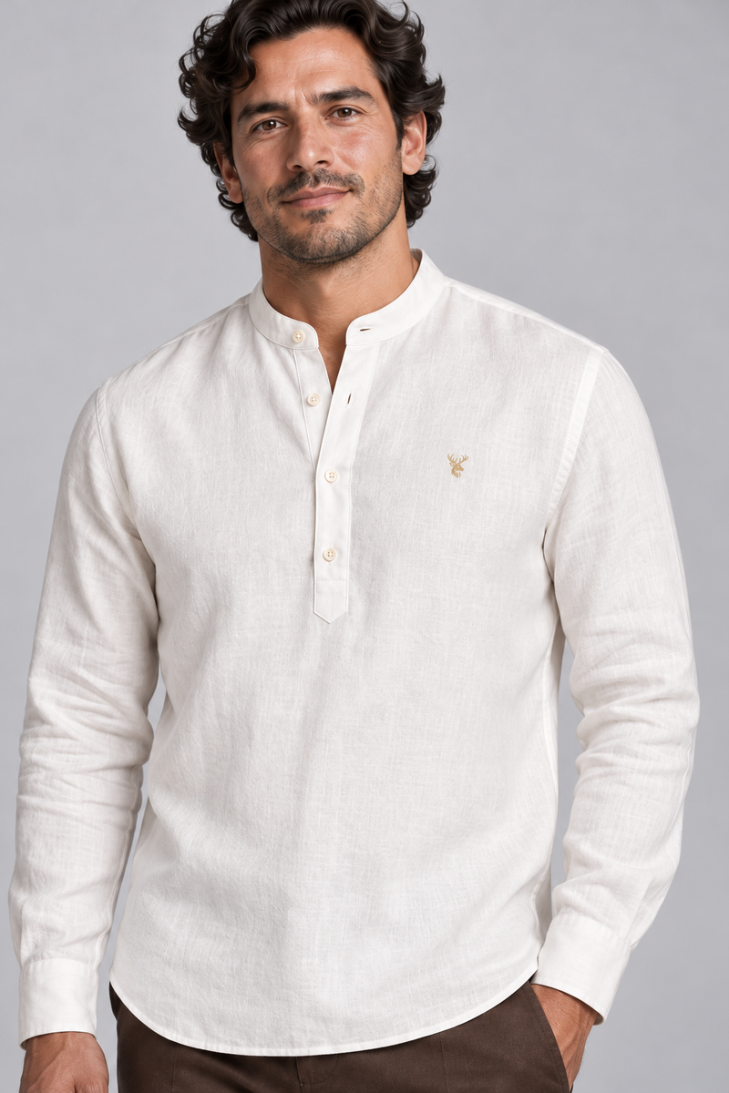 STILL Men's Line Popover Shirt — Soft White, View 5