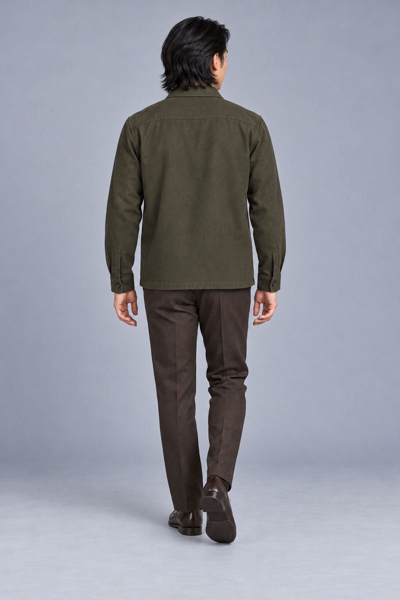 STILL Men's Gallery Twill Overshirt — Dark Olive, View 2