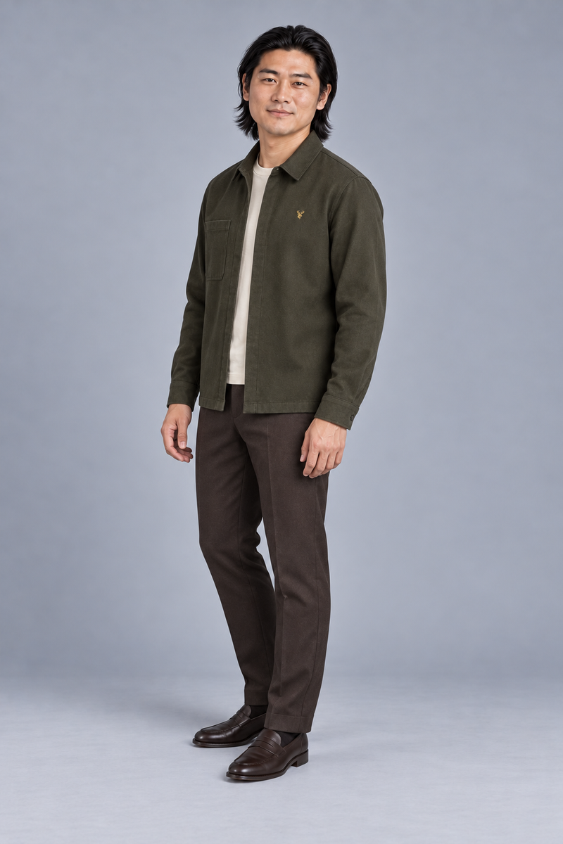 STILL Men's Gallery Twill Overshirt — Dark Olive, View 3