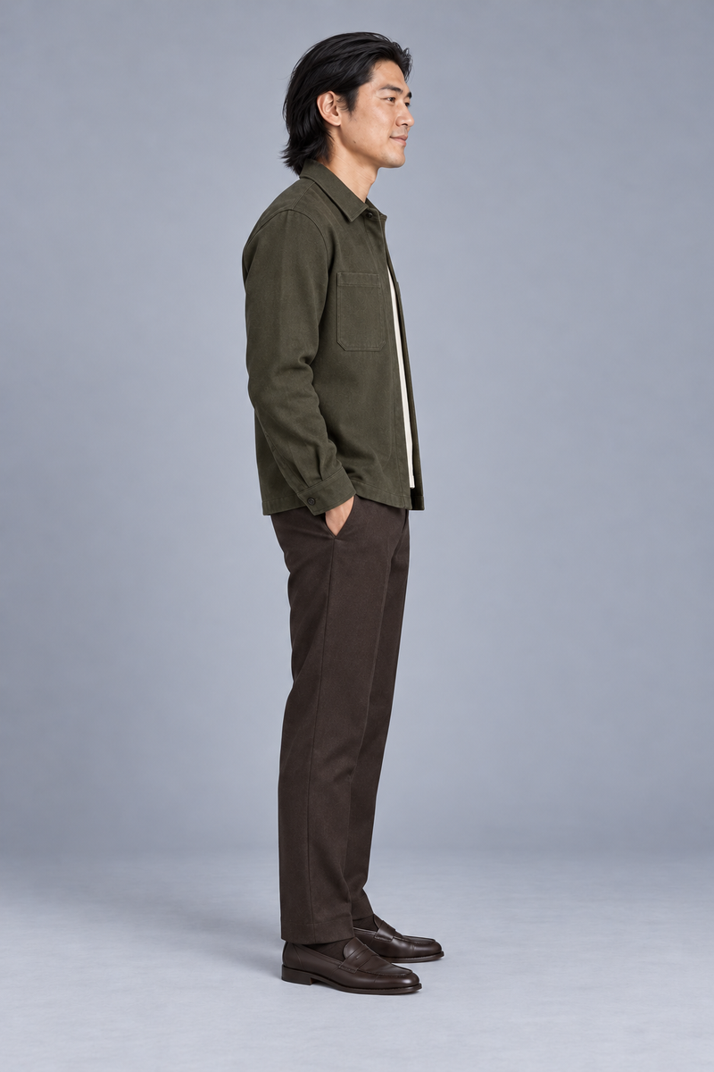 STILL Men's Gallery Twill Overshirt — Dark Olive, View 4