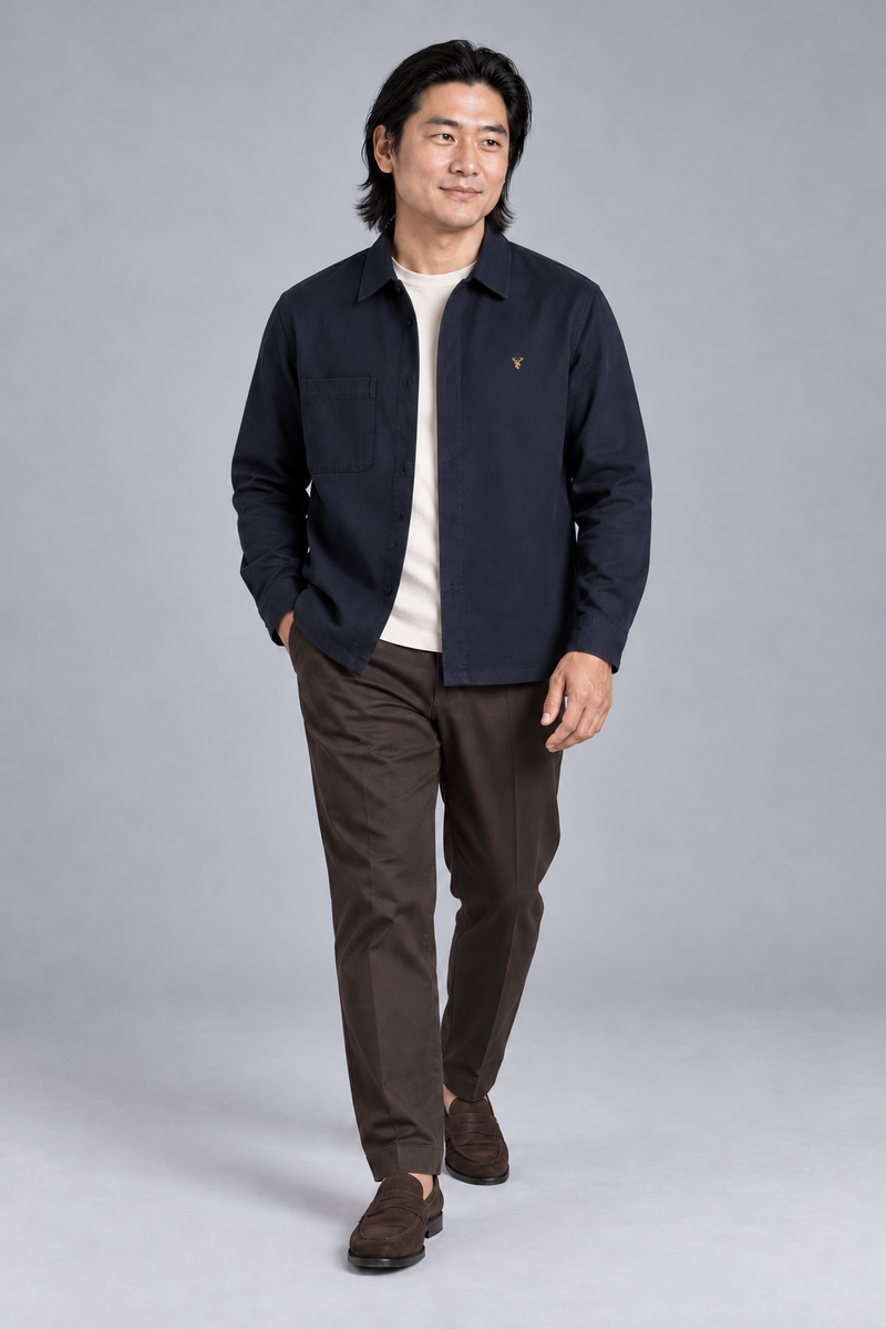 STILL Men's Gallery Twill Overshirt — Ink Navy, View 3