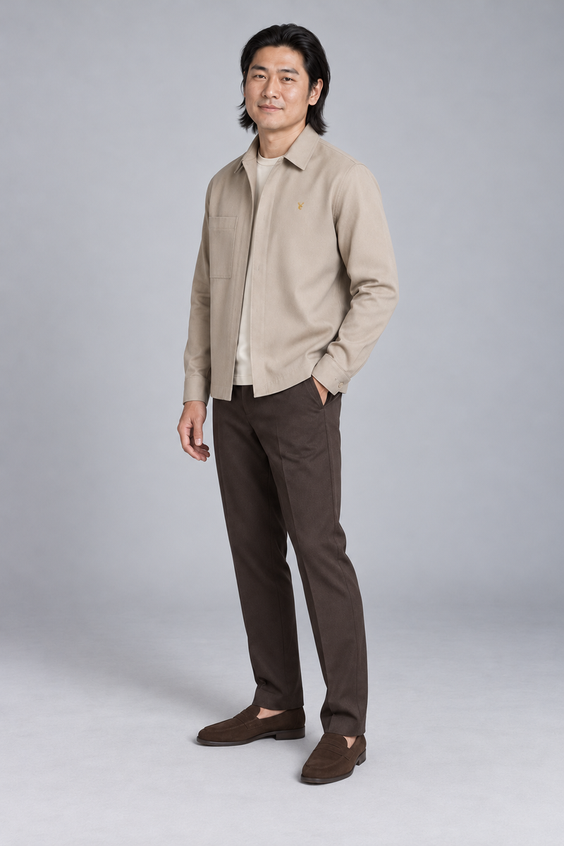 STILL Men's Gallery Twill Overshirt — Stone, View 3