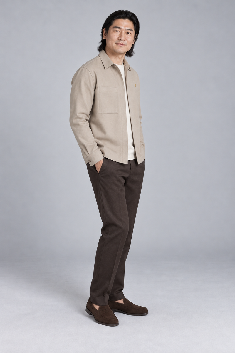 STILL Men's Gallery Twill Overshirt — Stone, View 4