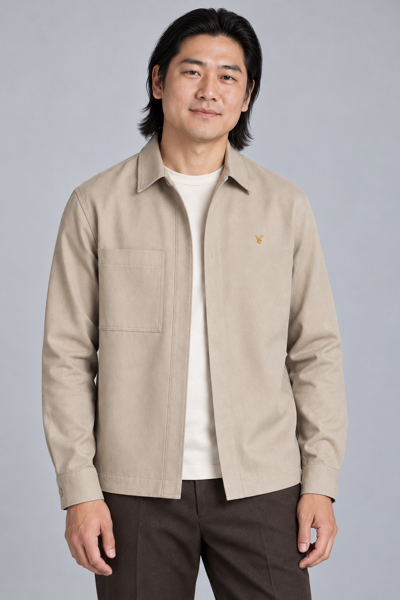STILL Men's Gallery Twill Overshirt — Stone, View 5