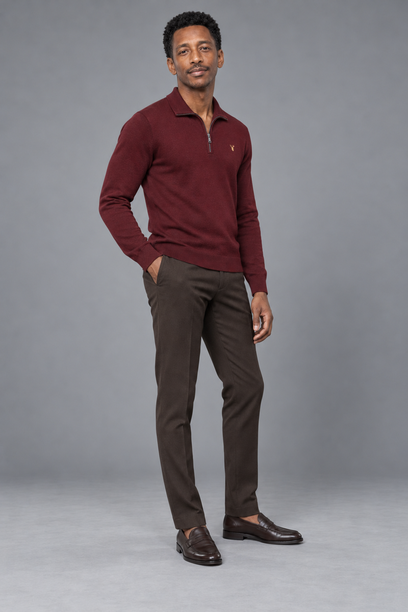 STILL Men's Soft Fold Quarter-Zip — Deep Burgundy, View 3