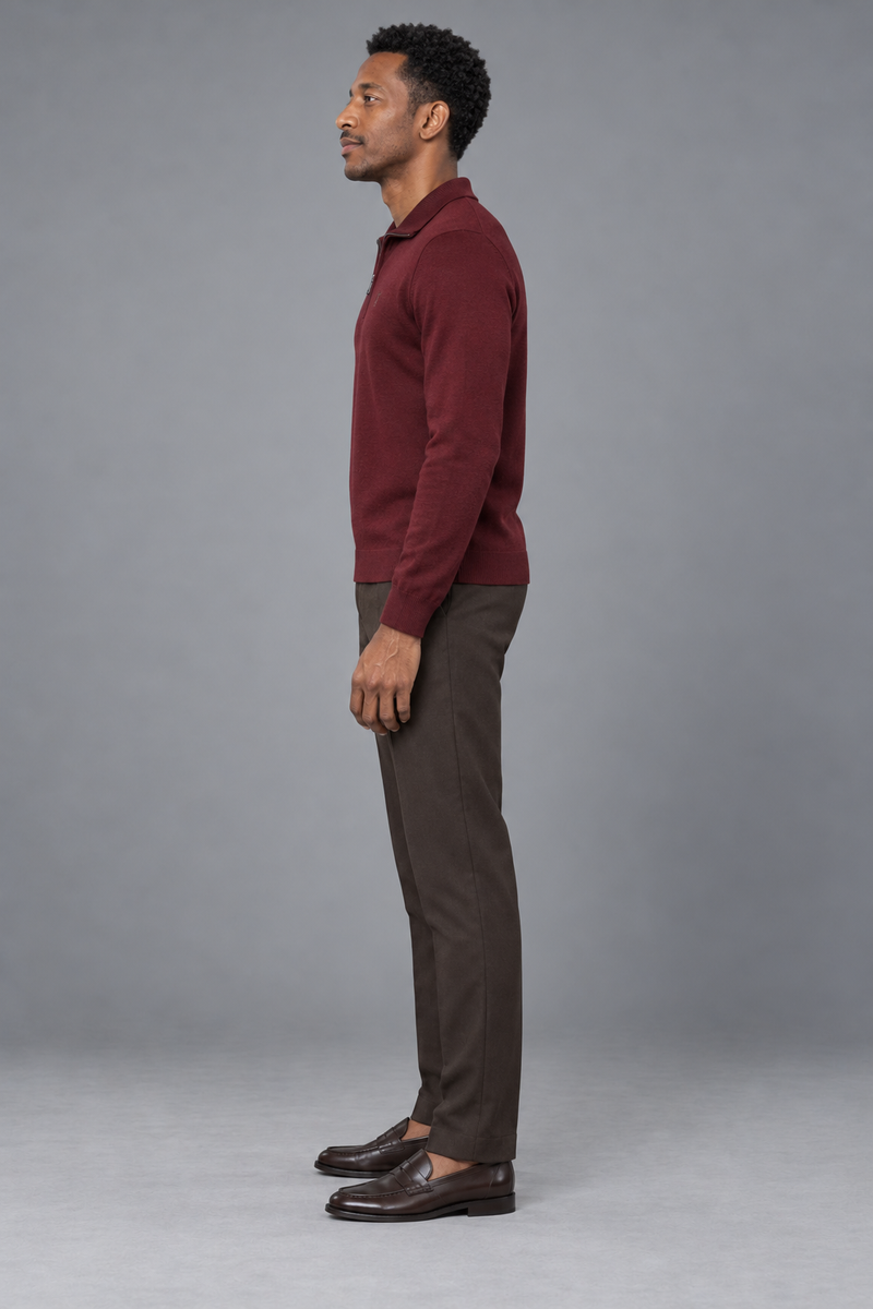 STILL Men's Soft Fold Quarter-Zip — Deep Burgundy, View 4