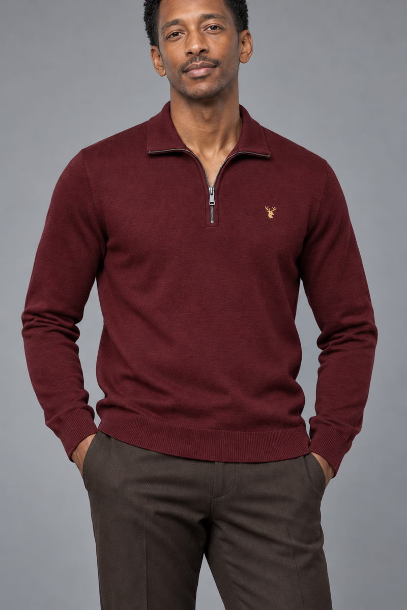 STILL Men's Soft Fold Quarter-Zip — Deep Burgundy, View 5