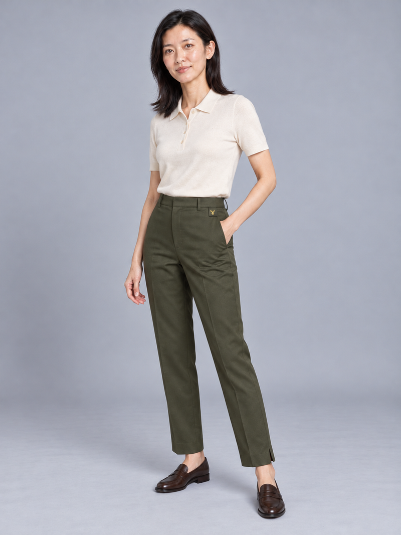 STILL Women's Quiet Ankle Trouser — Dark Olive, View 3