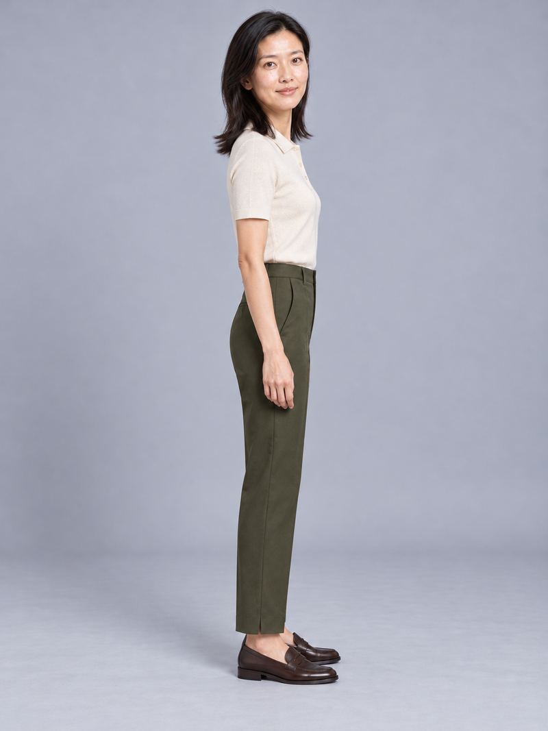 STILL Women's Quiet Ankle Trouser — Dark Olive, View 4