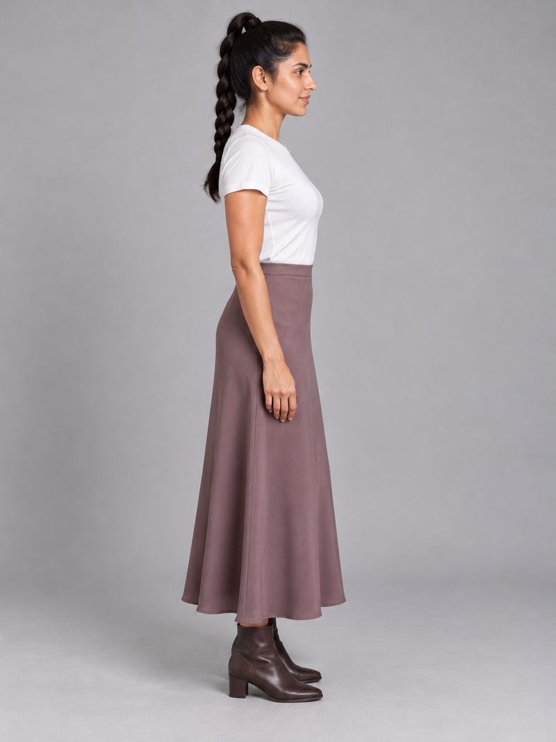STILL Women's Evening Bias Midi Skirt — Dusty Plum, View 4